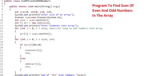 Java Program to find Sum of Even and Odd Numbers .
